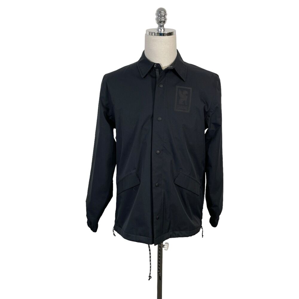 Chrome Industries Men's Medium Black Coaches Zip Snap Jacket Reflective Detail